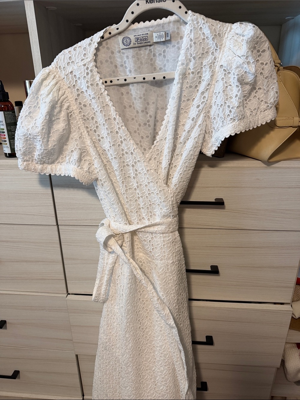 Polo by Ralph Lauren White Eyelet Wrap Midi Dress
